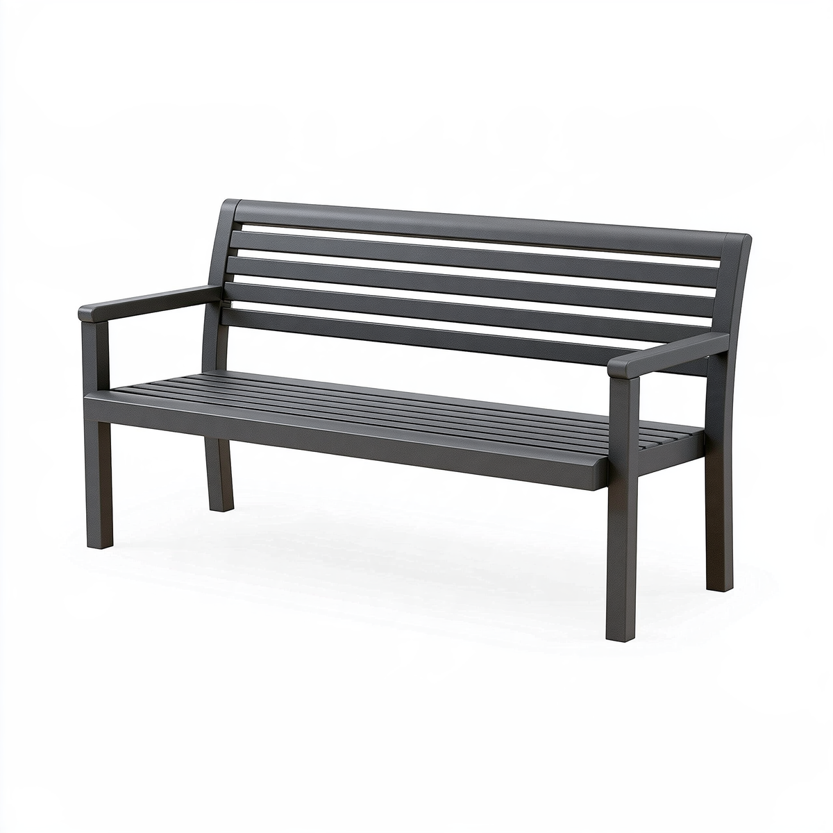 Panca da giardino 120 x 60 x 85 cm in metallo nero con braccioli stile moderno