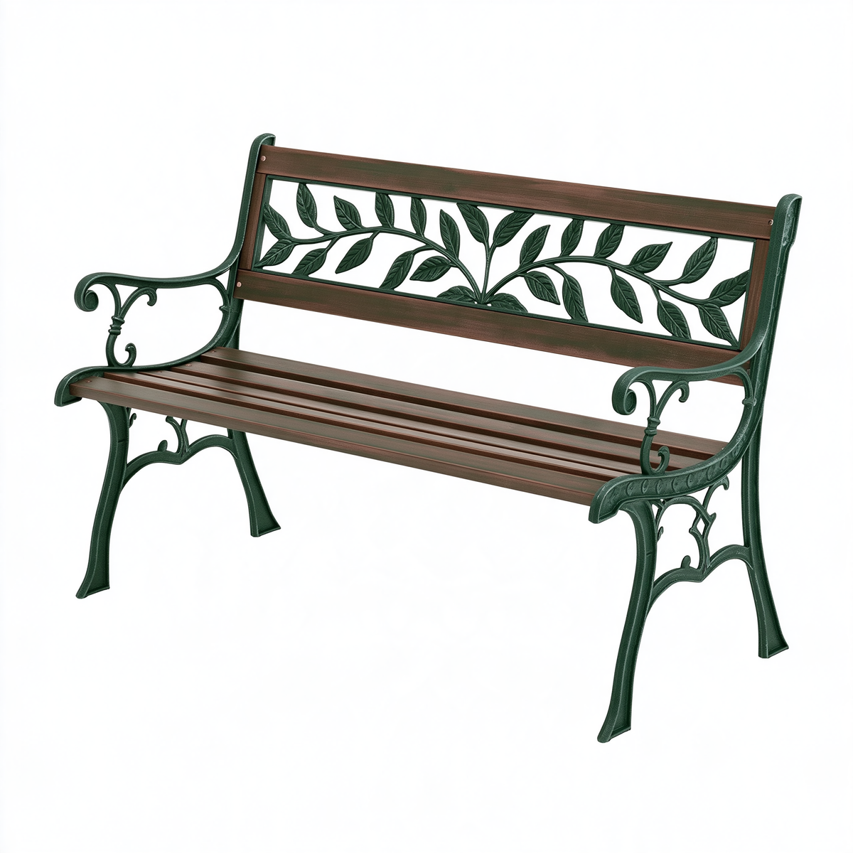 Panchina da giardino 120 x 60 x 85 cm in legno e metallo verde/marrone classica