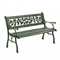 Panchina da giardino 122 x 63 x 85 cm in metallo verde con schienale a foglie