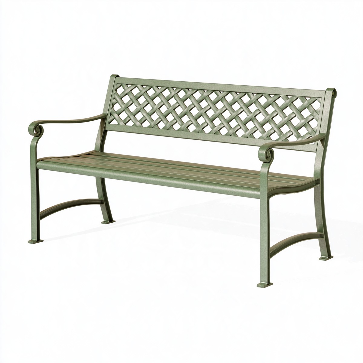 Panchina da giardino 125 x 60 x 88 cm in metallo verde con schienale a intreccio stile classico