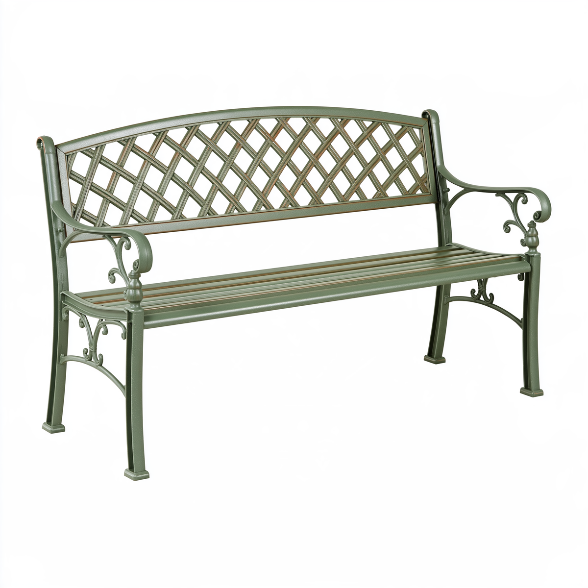 Panca da giardino 120 x 60 x 90 cm in ferro verde - stile classico decorativo