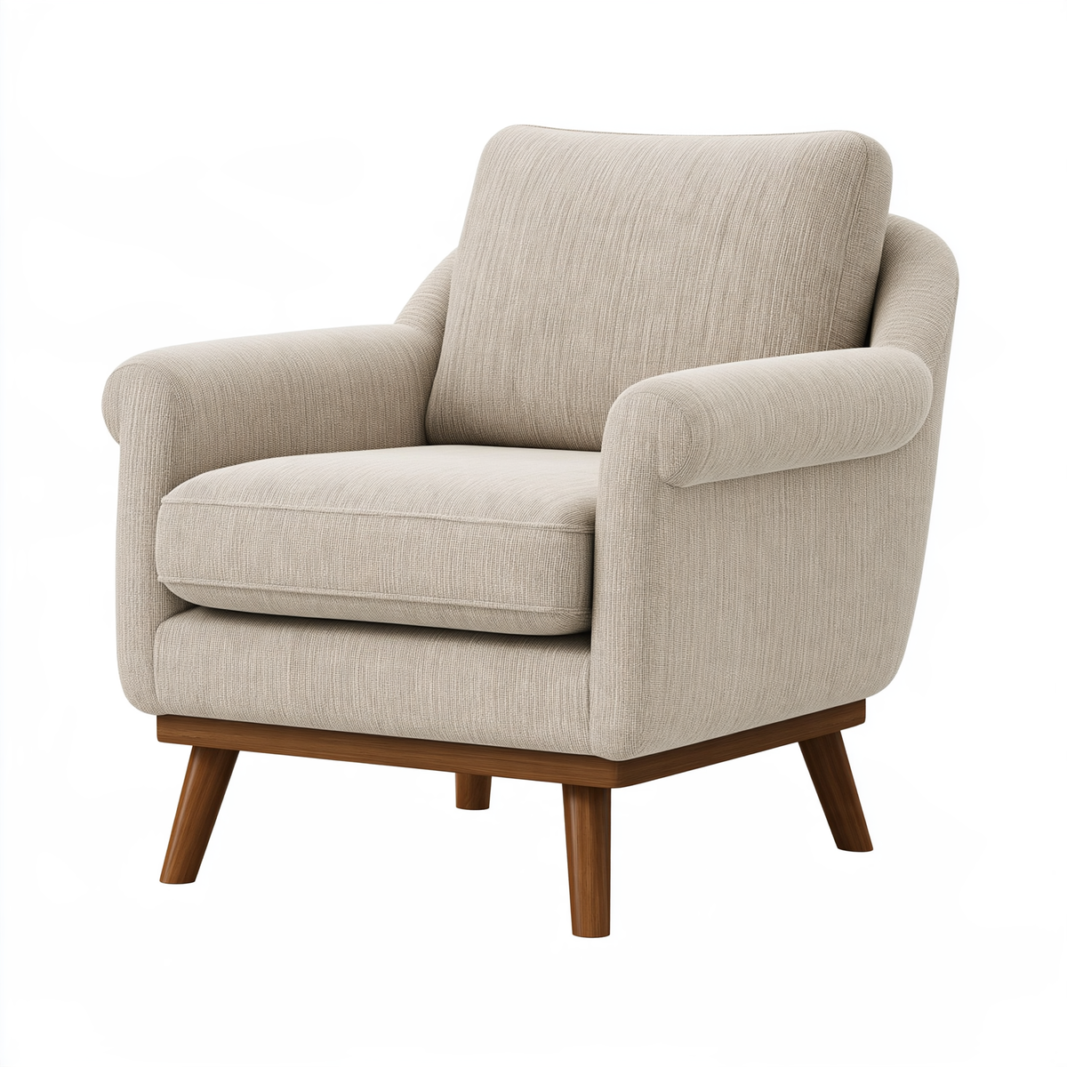 Poltrona 85 x 85 x 95 cm in tessuto beige con gambe in legno - stile moderno per soggiorno