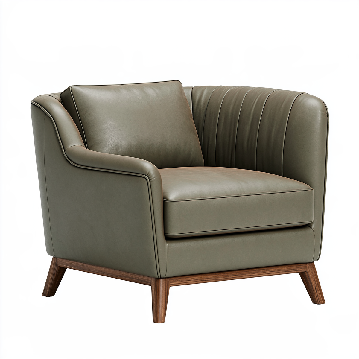 Poltrona 78 x 82 x 82 cm in similpelle verde oliva - seduta imbottita stile moderno