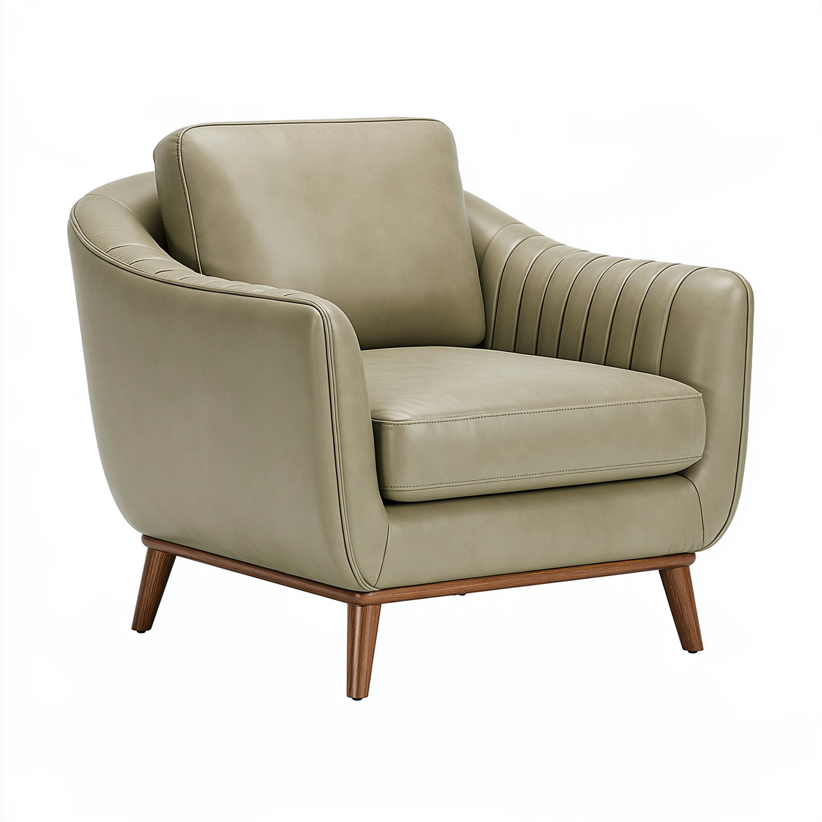 Poltrona 85 x 88 x 85 cm in similpelle tortora con gambe in legno stile moderno