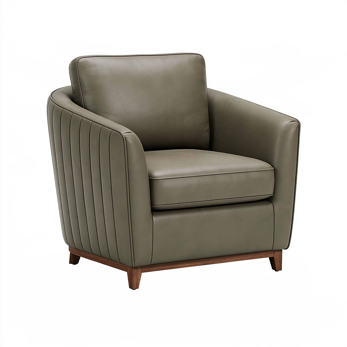 Poltrona 80 x 82 x 88 cm in similpelle verde oliva con gambe in legno stile moderno