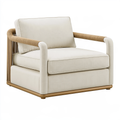 Poltrona 78 x 82 x 85 cm in tessuto beige con braccioli intrecciati - stile contemporaneo