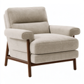 Poltrona 82 x 88 x 90 cm in tessuto beige con struttura in legno - stile moderno