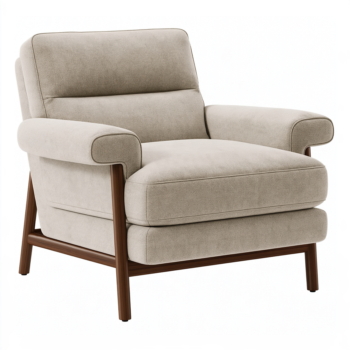 Poltrona 82 x 88 x 90 cm in tessuto beige con struttura in legno - stile moderno