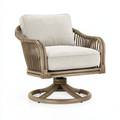 Poltrona girevole 82 x 82 x 88 cm in rattan sintetico marrone e tessuto beige per giardino