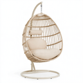 Poltrona sospesa 105 x 105 x 195 cm in metallo e rattan sintetico beige - per interni e spazi esterni coperti stile boho