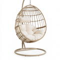 Poltrona sospesa 105 x 105 x 195 cm in metallo e rattan beige con supporto da interno