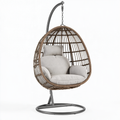 Poltrona sospesa 105 x 105 x 195 cm in rattan marrone con struttura in metallo grigio per esterno stile boho