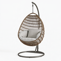 Poltrona sospesa da esterno 105 x 105 x 195 cm in fibra sintetica marrone con struttura in acciaio stile boho