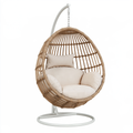Poltrona sospesa 105 x 195 cm in rattan naturale con supporto in metallo stile bohémien