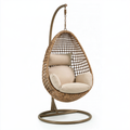 Poltrona sospesa 105 x 105 x 195 cm in rattan naturale e metallo marrone - stile boho per interno e esterno coperto