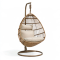 Poltrona sospesa 105 x 105 x 195 cm in fibra intrecciata marrone con struttura in metallo stile boho