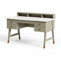 Scrivania 120 x 60 x 95 cm in legno grigio e bianco con 5 cassetti stile moderno