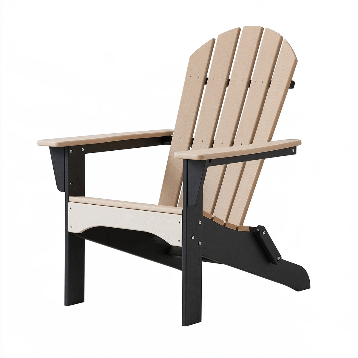 Sedia Adirondack 79 x 83 x 93 cm in plastica beige/nero - da esterno con schienale inclinato