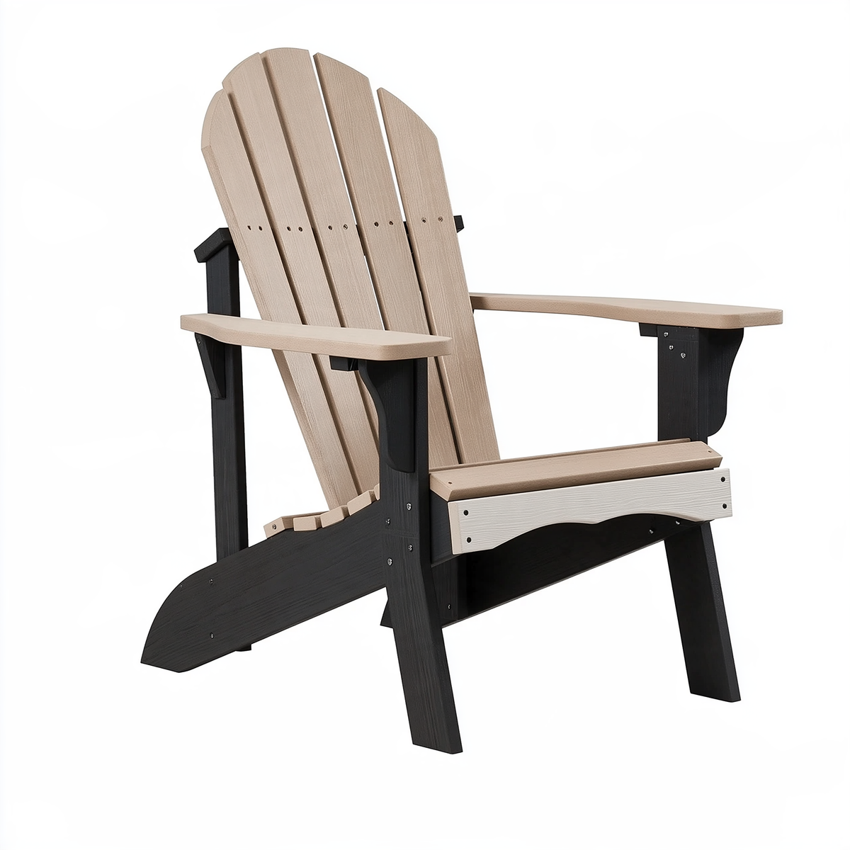 Sedia Adirondack 82 x 76 x 100 cm in materiale sintetico beige e nero da esterno con schienale inclinato