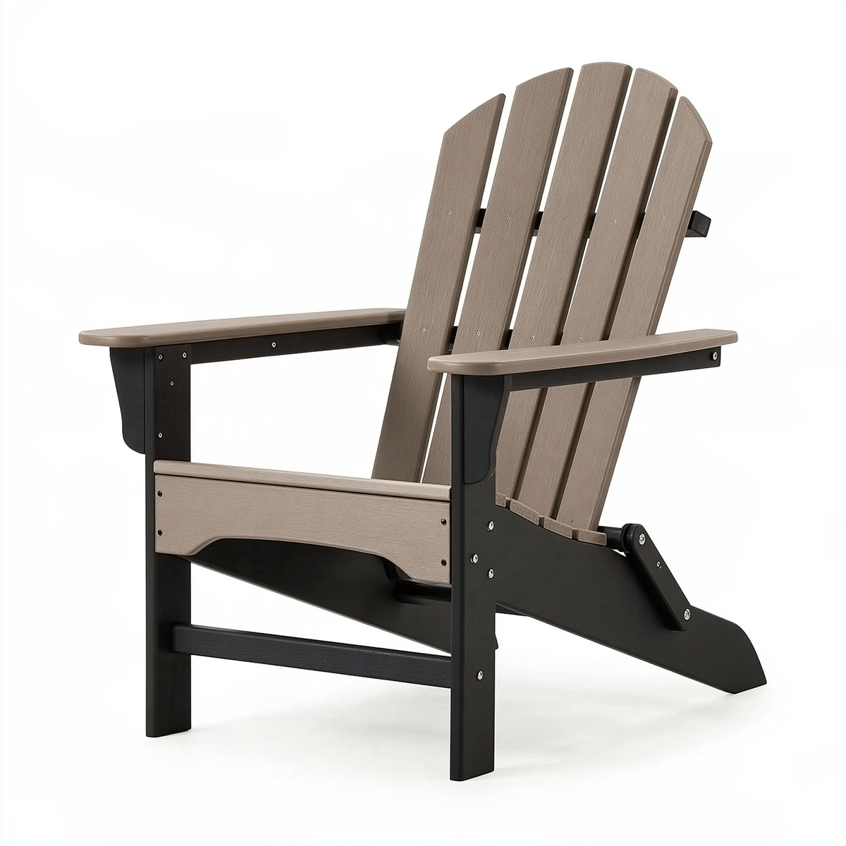 Sedia Adirondack da giardino 83 x 79 x 96 cm in materiale sintetico tortora e nero con schienale reclinato